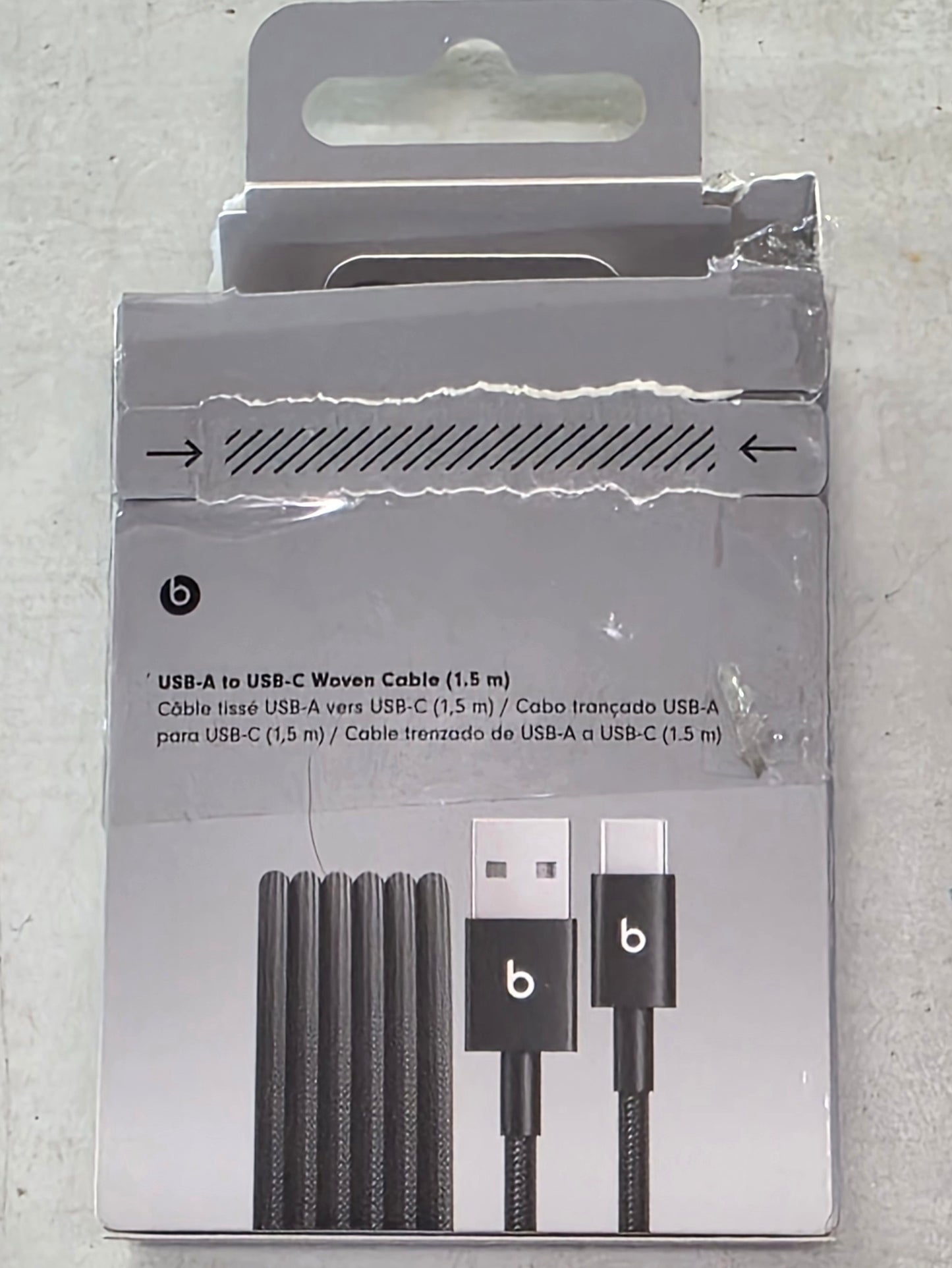 Beats USB-A to USB-C Woven Cable (1.5 m) - Bolt Black