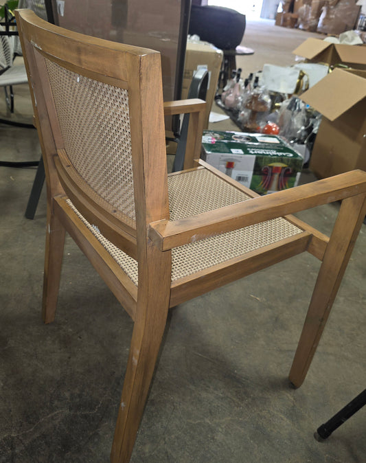 Wood Caning Stackable Patio Chair Brown - Threshold™ designed with Studio McGee. AS-IS PICKUP ONLY