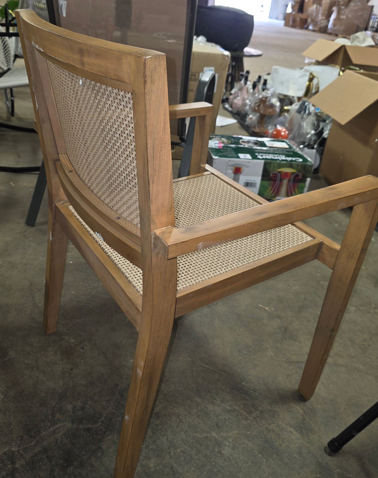 Wood Caning Stackable Patio Chair Brown - Threshold™ designed with Studio McGee. AS-IS PICKUP ONLY