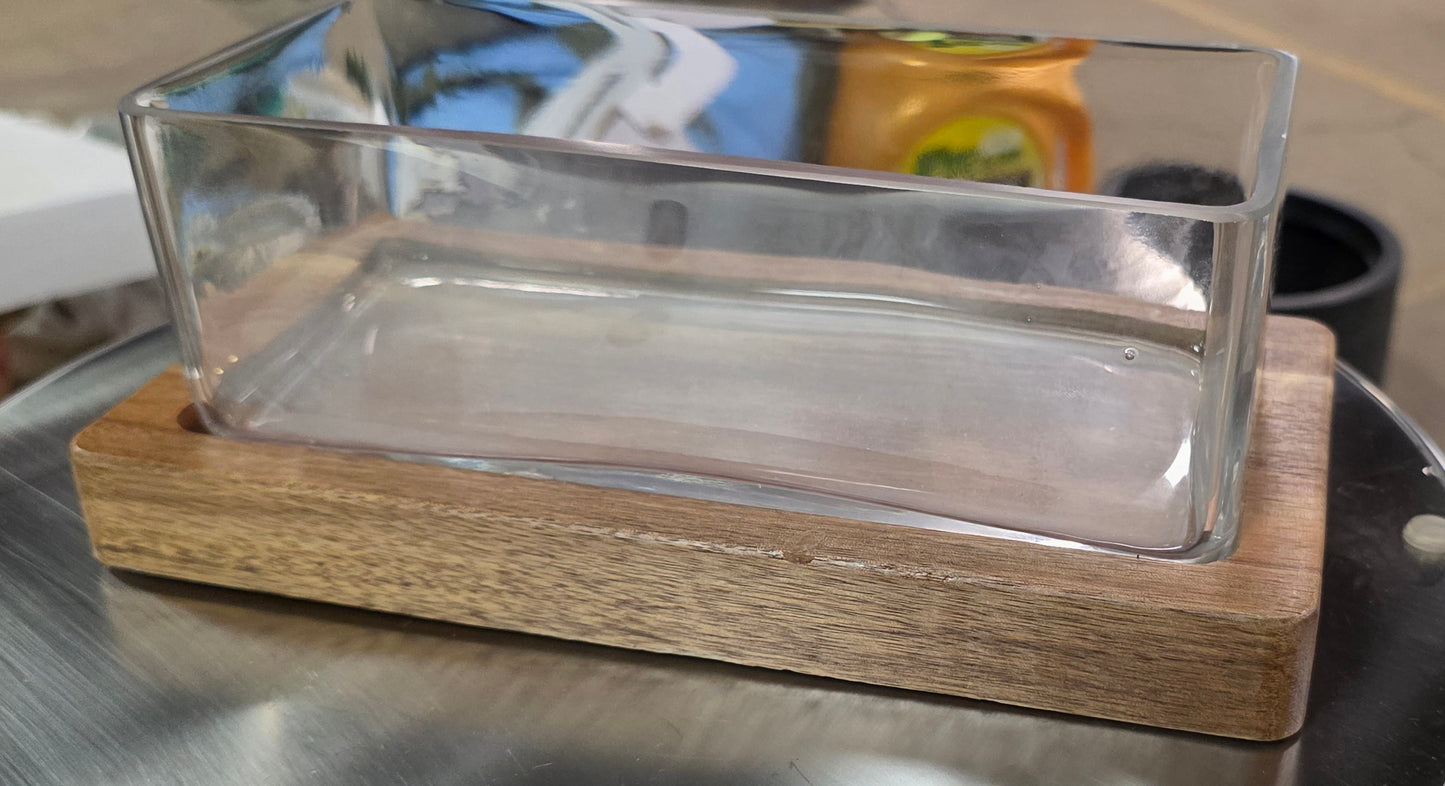 Medium Glass Terrarium with Wood Base Rectangular Natural Wood 10.83"x5.59"x4" - Threshold™