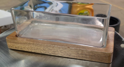 Medium Glass Terrarium with Wood Base Rectangular Natural Wood 10.83"x5.59"x4" - Threshold™