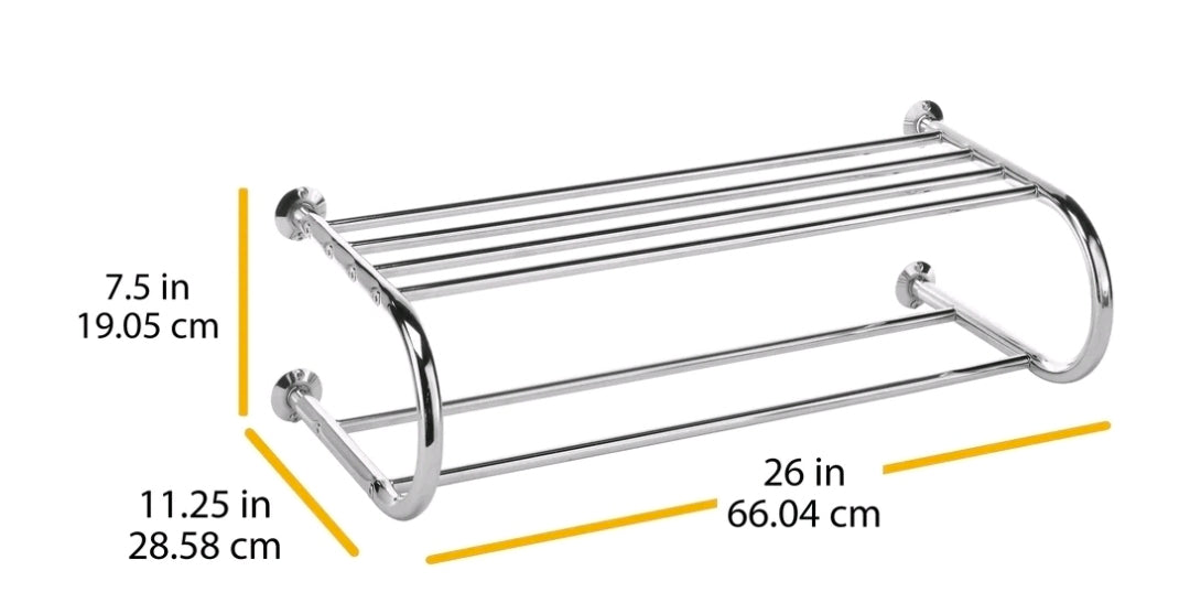 Whitmor Wall Mount Shelf and Towel Rack - Chrome