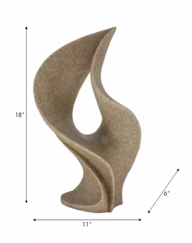 Abstract Resin Quartz Sculpture Statue for Home Decor - Decorative Object Accent for Office Desks, Table or Living Room Decoration - 18", Brown PICKUP ONLY