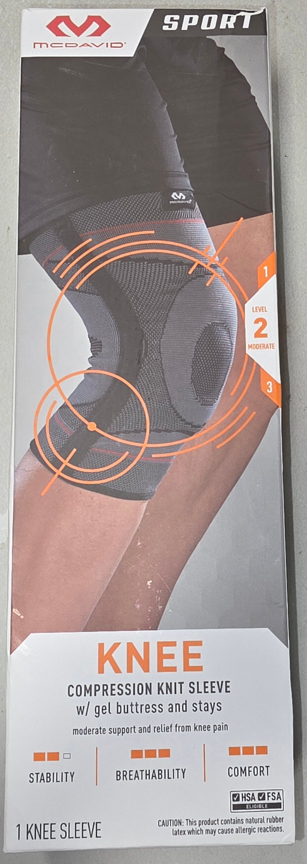 McDavid Sport Knee Knit Sleeve with Buttress and Stays - Gray - S/M Level 2