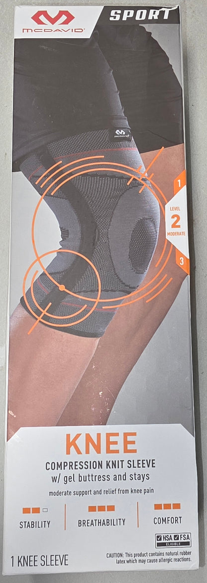McDavid Sport Knee Knit Sleeve with Buttress and Stays - Gray - S/M Level 2