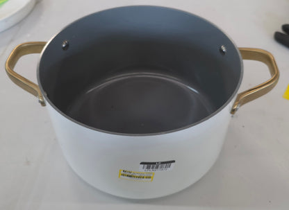 6qt Nonstick Ceramic Coated Aluminum Stock Pot with Champagne Handle Cream - Figmint™