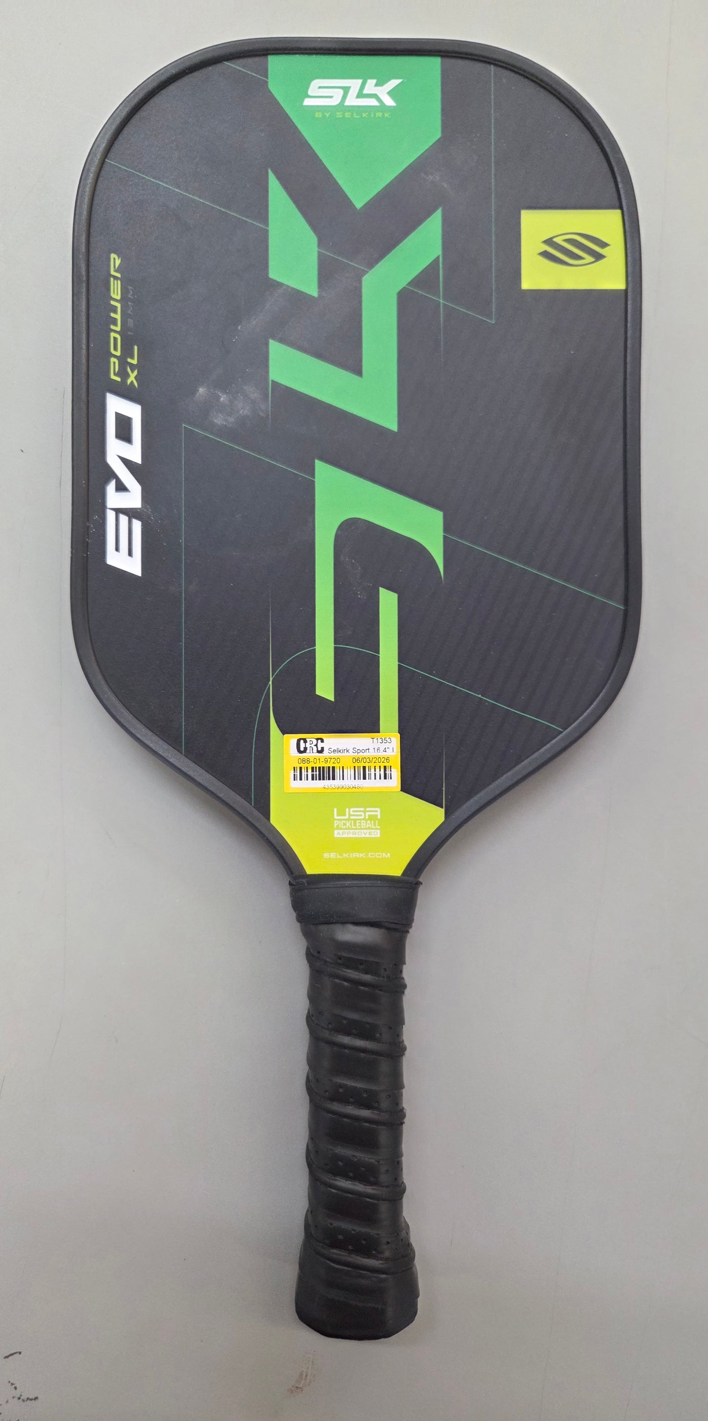 Selkirk sport 16.4" evo power tradional pickle ball paddle - citron XL - OUT OF PACKAGE
