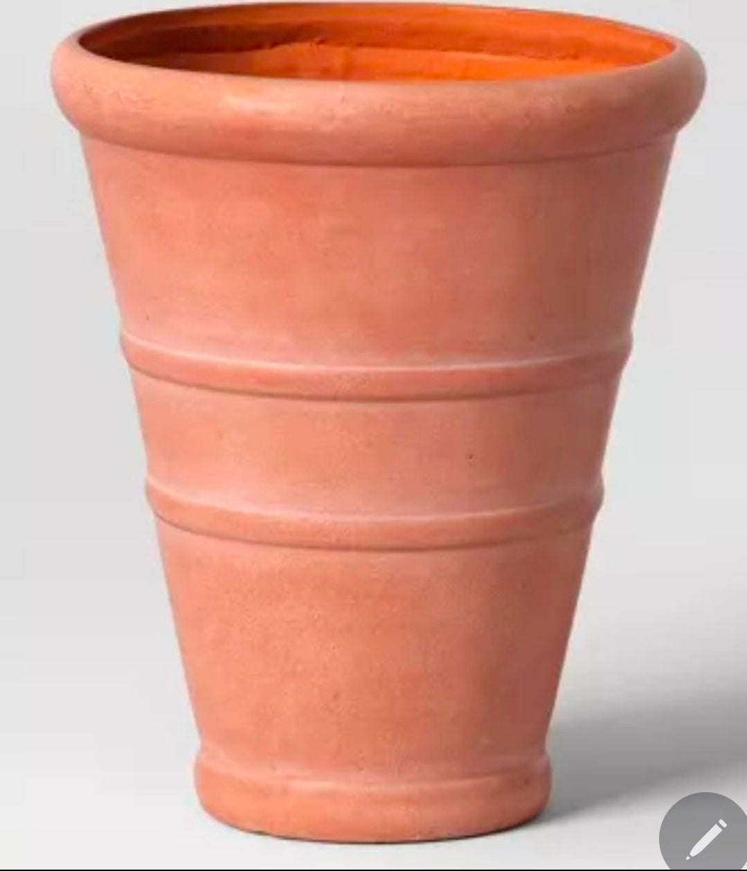 Classic Ribbed Composite Indoor Outdoor Planter Pot 14"x14"x16" Terracotta Pink