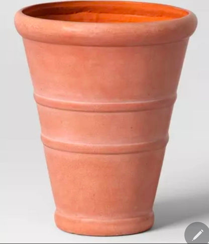 Classic Ribbed Composite Indoor Outdoor Planter Pot 14"x14"x16" Terracotta Pink