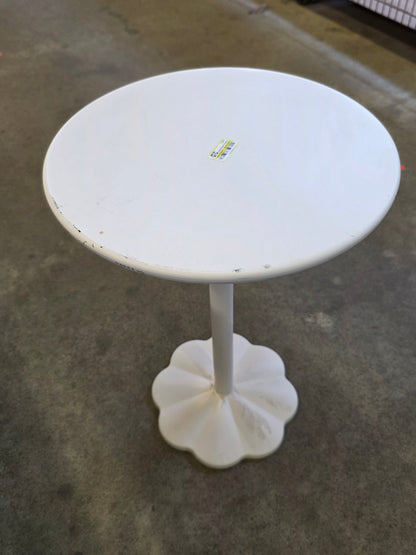 Steel Round Pedestal Accent Patio End Table Cream Color