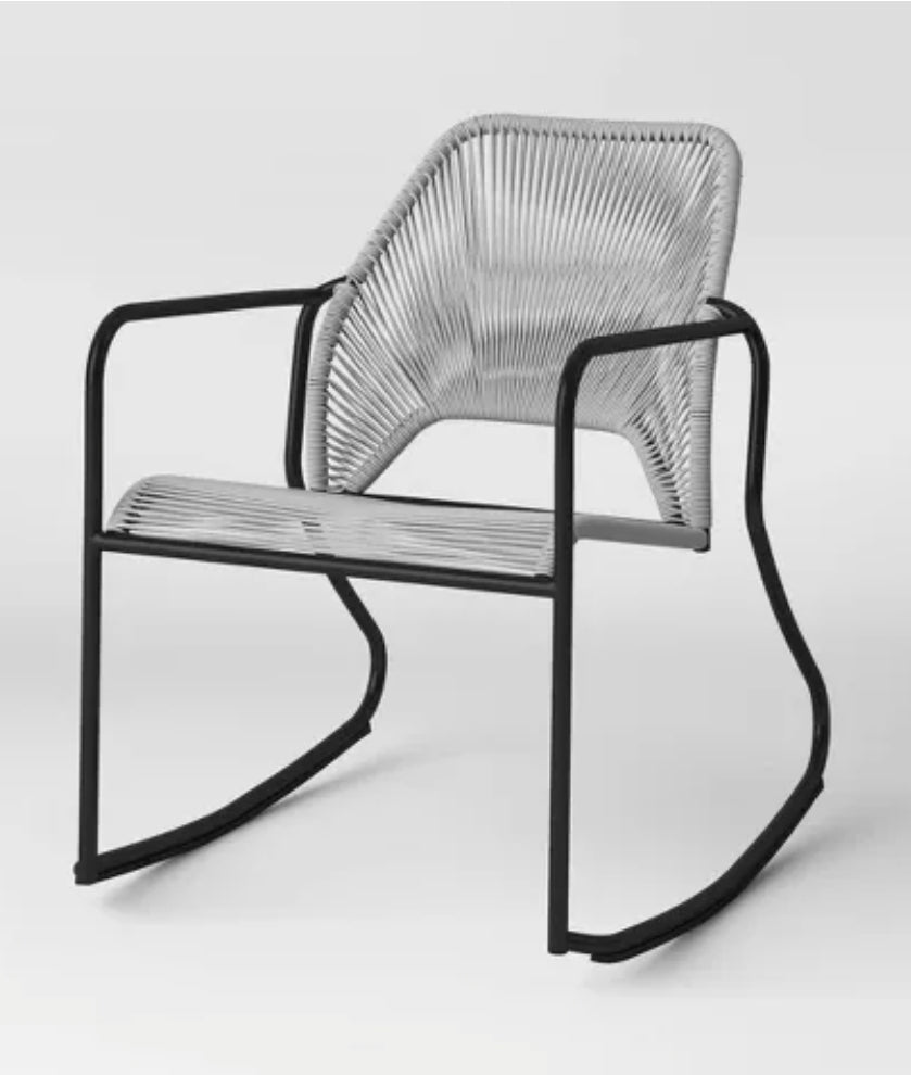 Outdoor Patio Rocking Chair Gray with Black Frame - AS-IS for PICKUP ONLY