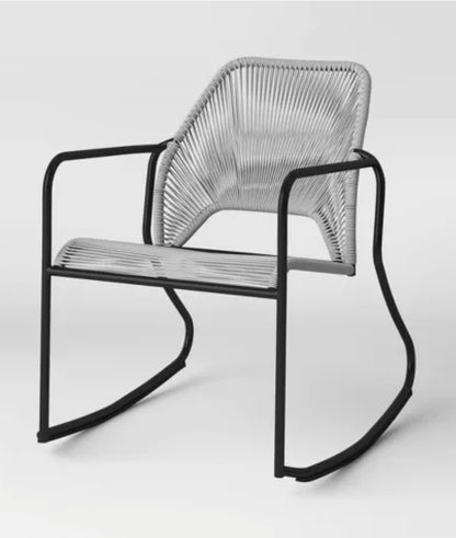Outdoor Patio Rocking Chair Gray with Black Frame - AS-IS for PICKUP ONLY