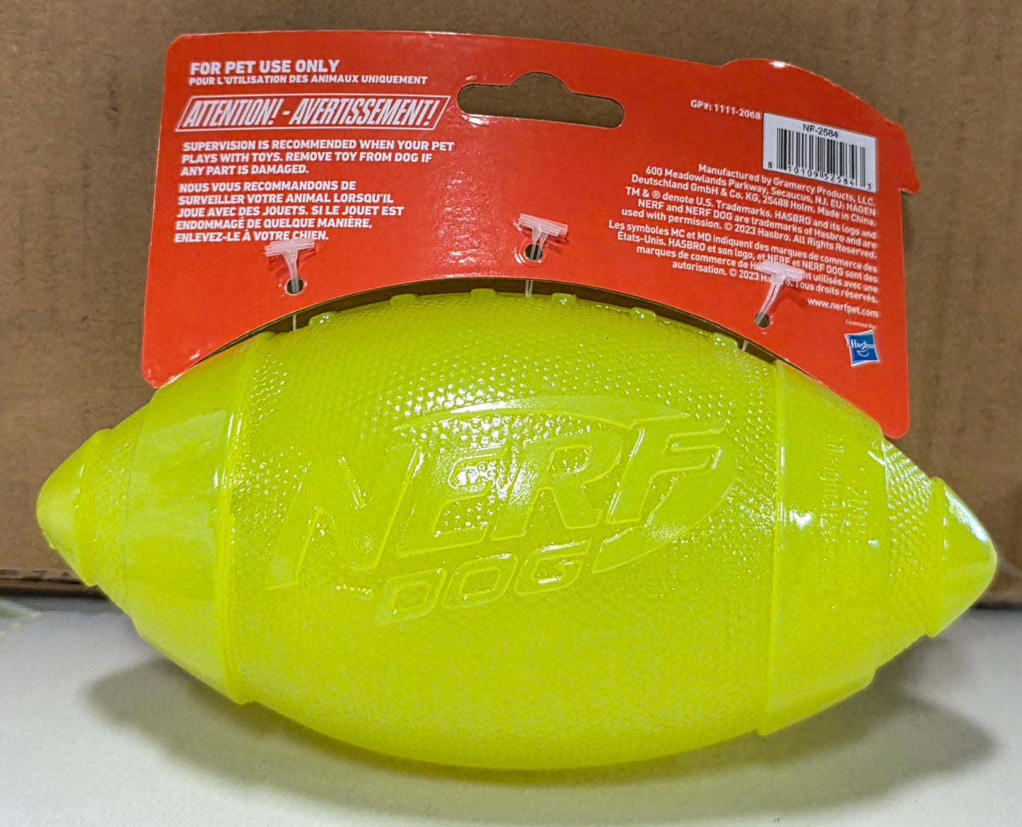 Nerf Dog Glow Squeak Football, 7 inch Dog Toy