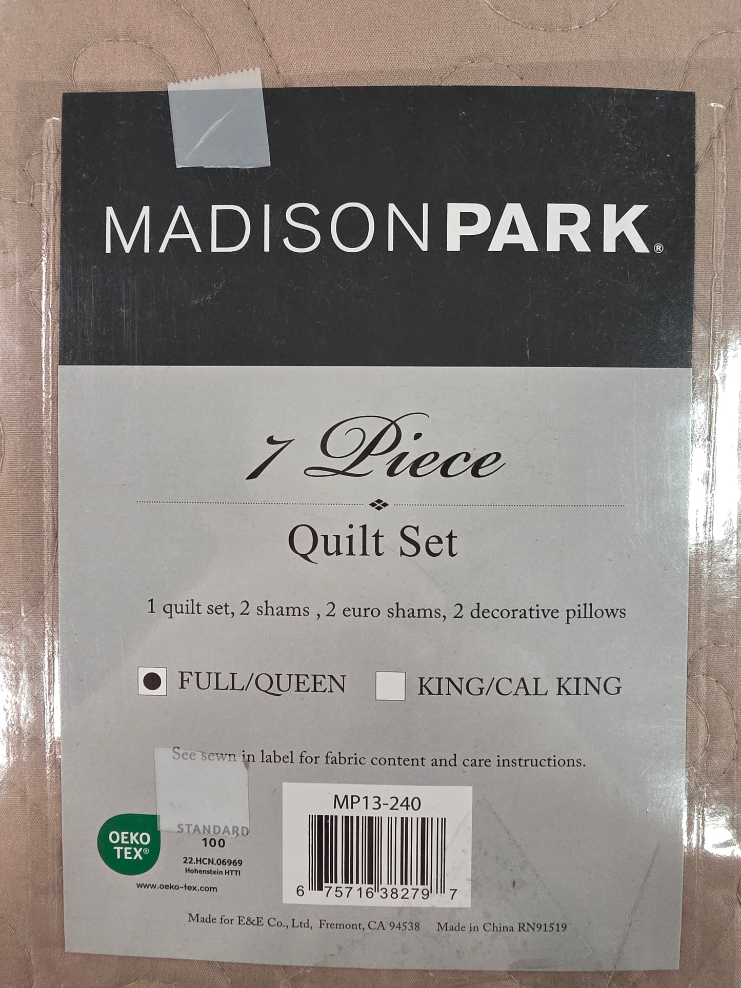 Madison Park Danville F/Q Quilt Set with Euro Shams and Throw Pillows