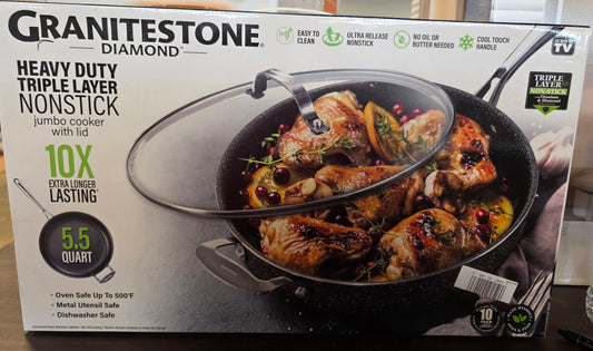 Granitestone 5.5-qt. Jumbo Cooker with Tempered Glass Lid