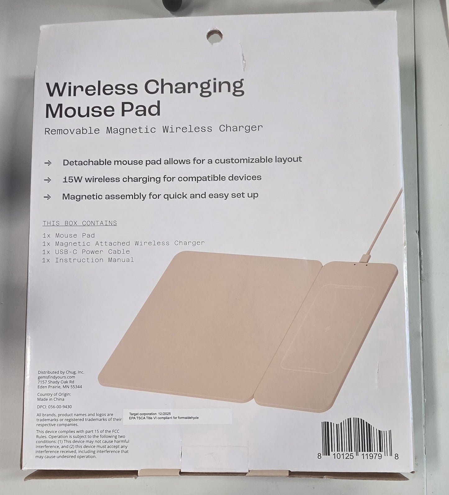 North Wireless Charging Mouse Pad - Beige: Polyurethane Desk Accessory