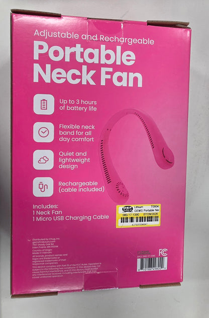 GEMS Portable Neck Fan - Fuchsia
