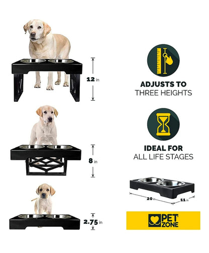 Pet Zone Designer Diner Adjustable Elevated Dog & Cat Bowls