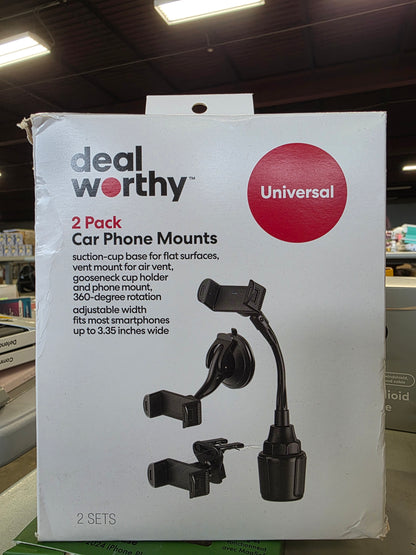 Car Mount (2-in-1) Matte Finish 2 pk - dealworthy™ Black