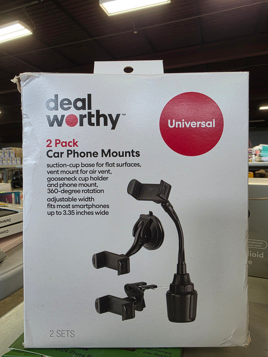 Car Mount (2-in-1) Matte Finish 2 pk - dealworthy™ Black