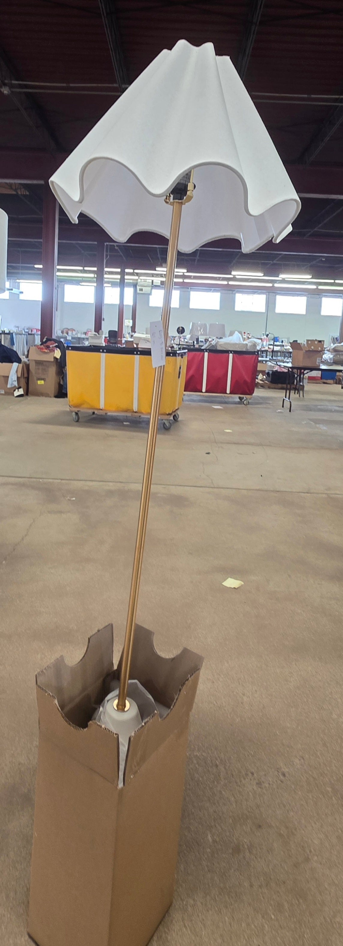 Floor Lamp 55"  Wavy Shade Collection Ceramic Base Floor Lamp White