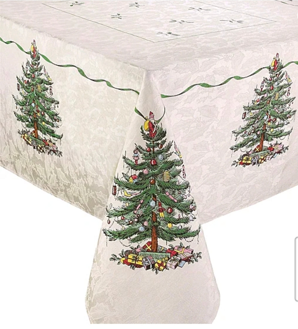 Spode Christmas Tree Tablecloth 60" x 102" for Oblong & Oval Tables