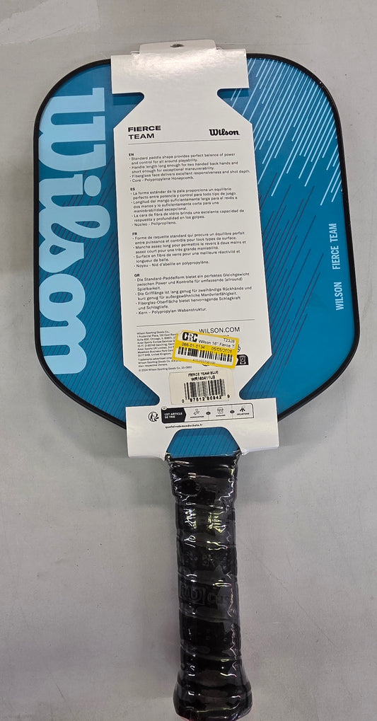 Wilson 16'' Fierce Team Traditional Pickleball Paddle - Blue: Fiberglass Material, 4-1/4" Grip Size