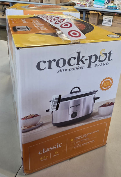 Crock Pot Slow Cooker Rpund 4.5 QT Stainless Steel Color