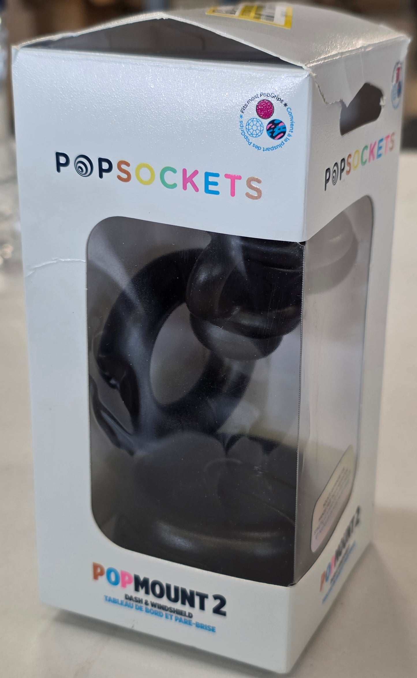 PopSockets PopMount Desk Car Dash & Windshield Mount - Black -AS IS, OPEN BOX, USED