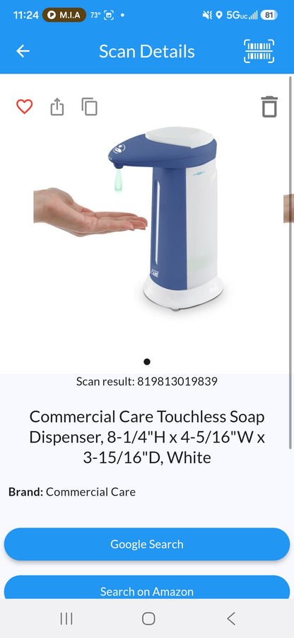 Commercial care touchless soap dispenser
