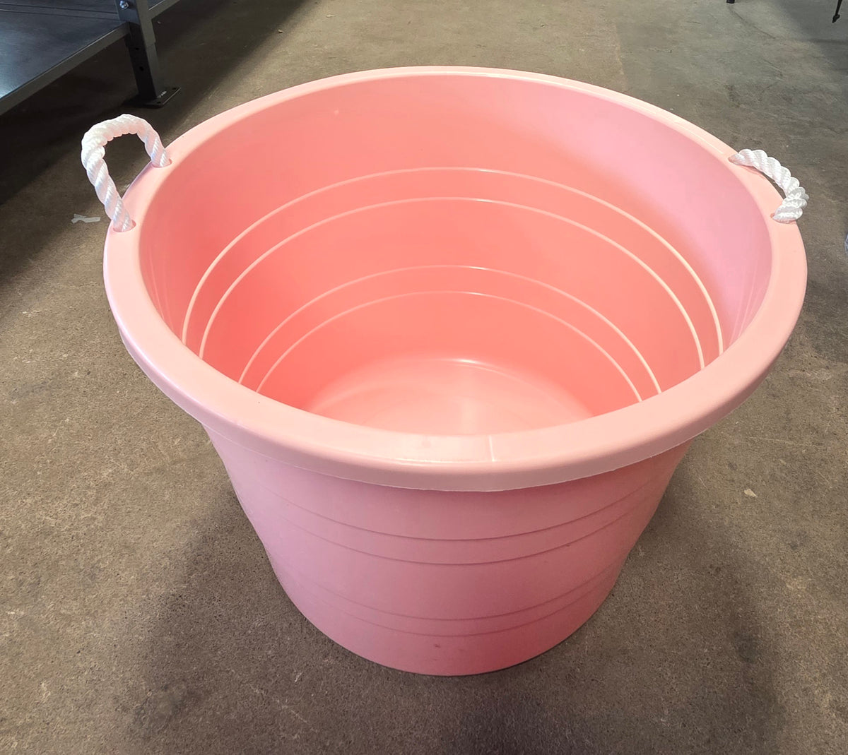 Plastic Kids' Storage Bin with Woven Handles Pink - Pillowfort™: Jumbo Round Toy Bucket PICKUP Only