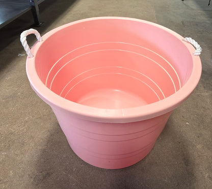 Plastic Kids' Storage Bin with Woven Handles Pink - Pillowfort™: Jumbo Round Toy Bucket PICKUP Only