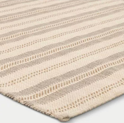 5'x7' Pieced Striped Outdoor Patio Woven Area Rug Tan - Threshold™ designed with Studio McGee PICKUP ONLY