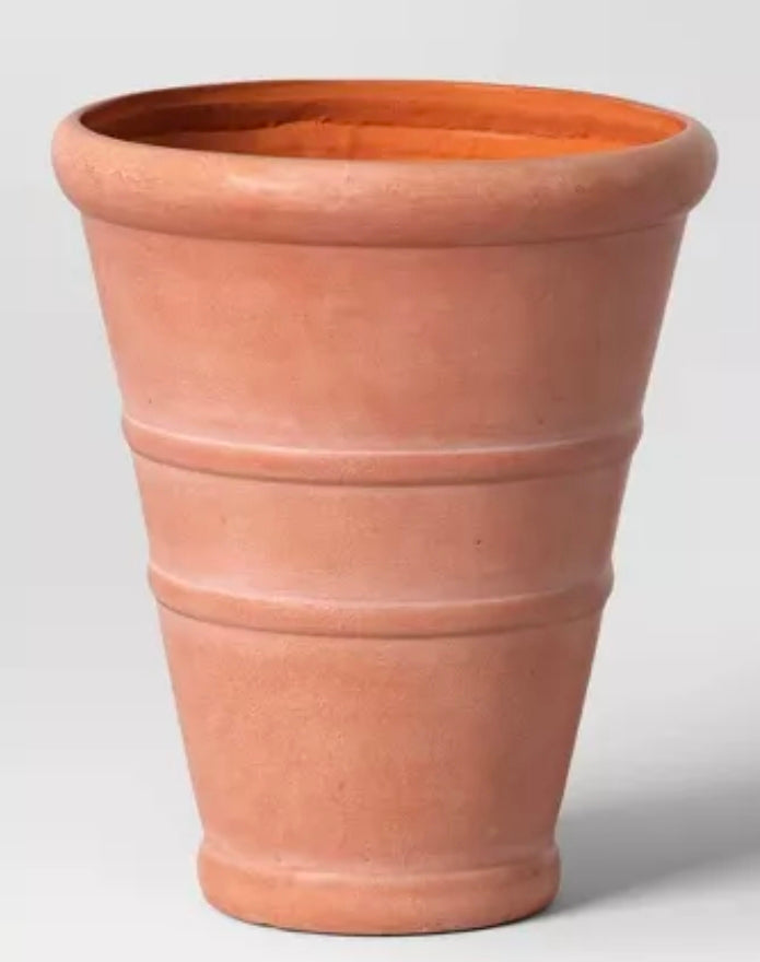 Classic Ribbed Composite Indoor Outdoor Planter Pot 14"x14"x16" Terracotta Pink