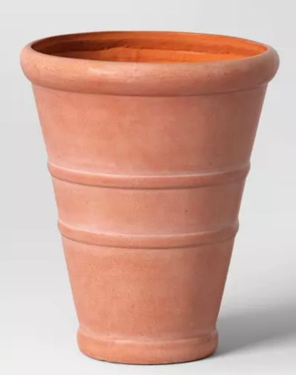 Classic Ribbed Composite Indoor Outdoor Planter Pot 14"x14"x16" Terracotta Pink