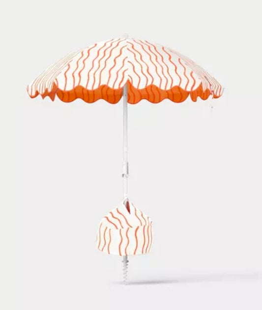6' Round Striped Beach Umbrella Orange - Room Essentials™ PICKUP ONLY