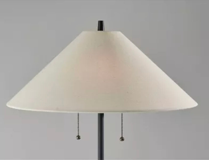 Palmer Floor Lamp Black/Natural - Adesso: Contemporary Standing Lamp with Pull Chain