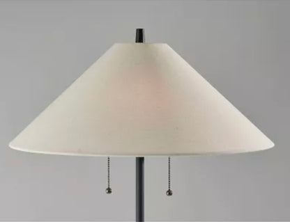 Palmer Floor Lamp Black/Natural - Adesso: Contemporary Standing Lamp with Pull Chain