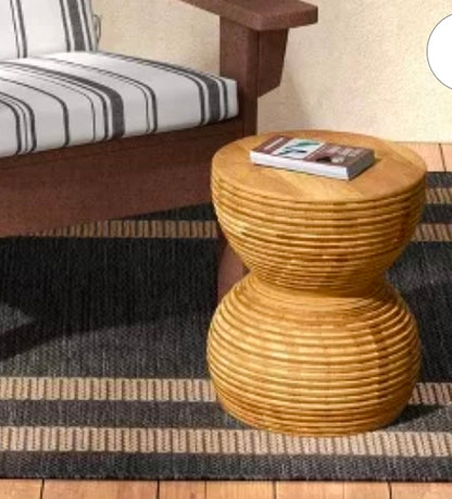 Cylinder Accent Patio End Table Brown
