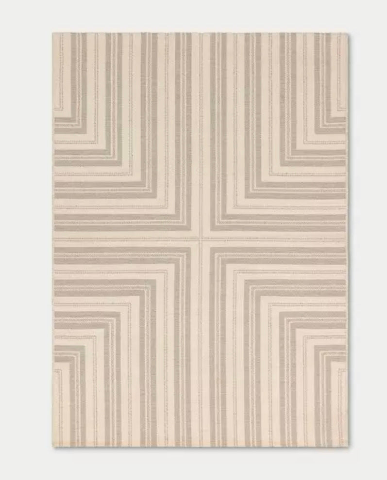 5'x7' Pieced Striped Outdoor Patio Woven Area Rug Tan - Threshold™ designed with Studio McGee PICKUP ONLY