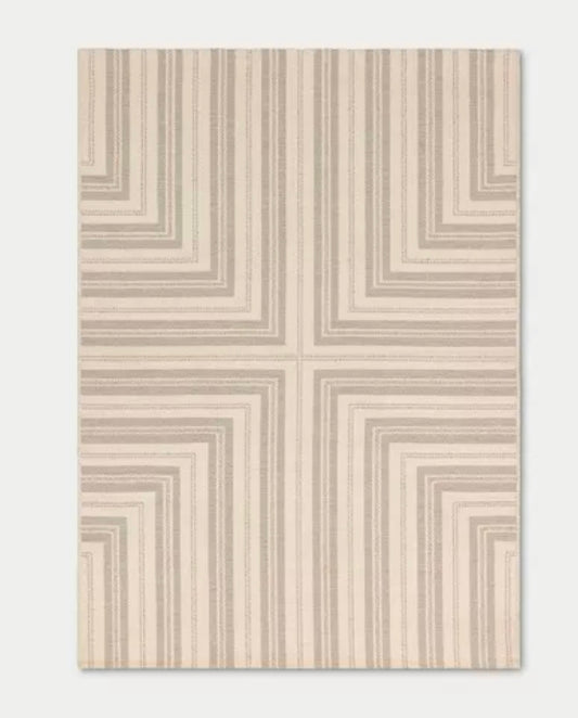 5'x7' Pieced Striped Outdoor Patio Woven Area Rug Tan - Threshold™ designed with Studio McGee PICKUP ONLY