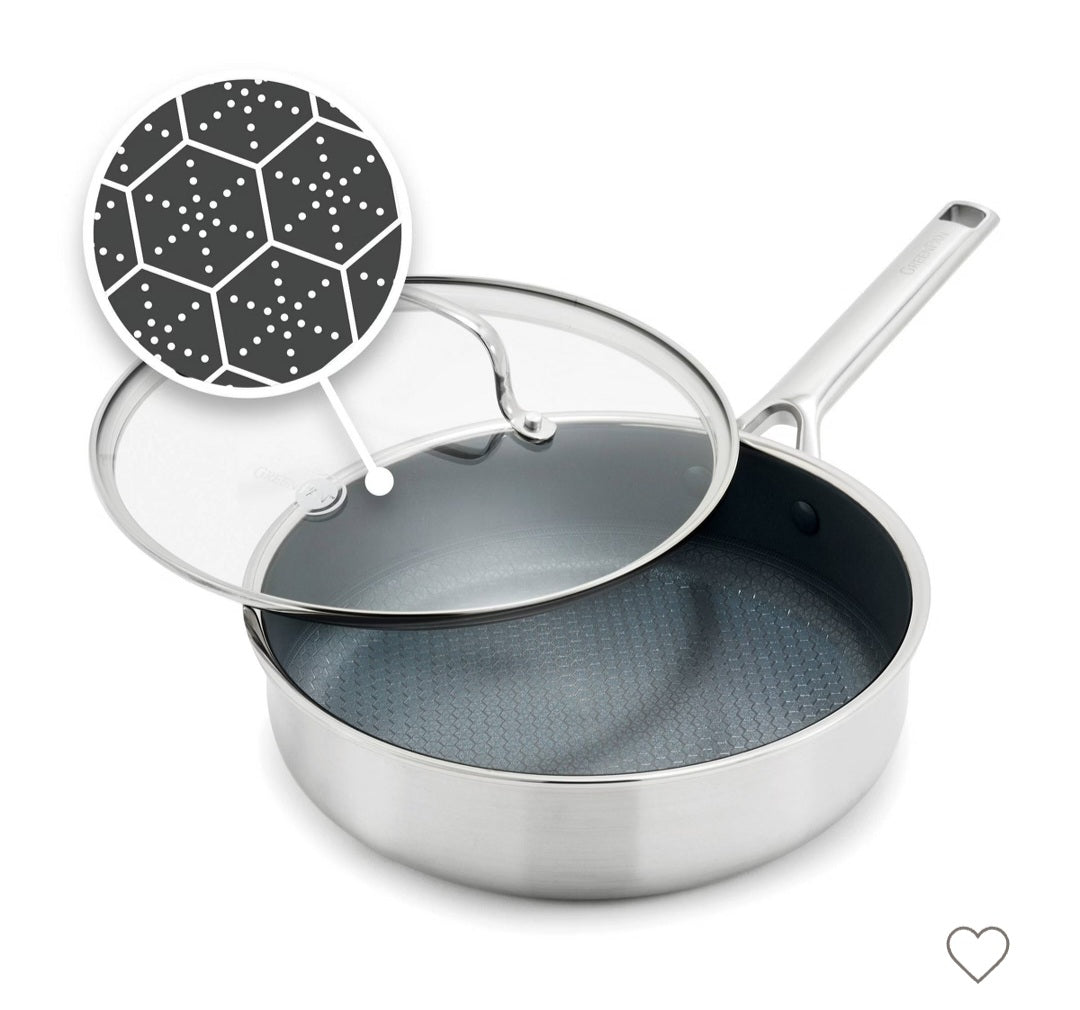 GreenPan prism 5qt hybrid stainless steel and ceramic nonstick saute pan with lid - SOME MINOR COSMETIC FLAWS - PICK UP ONLY