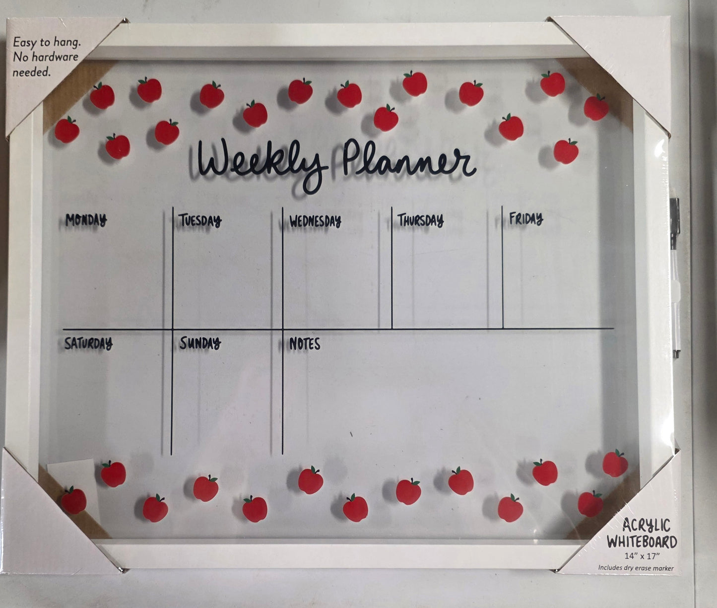 Weekly Planner Acrylic Whiteboard ApplesClear