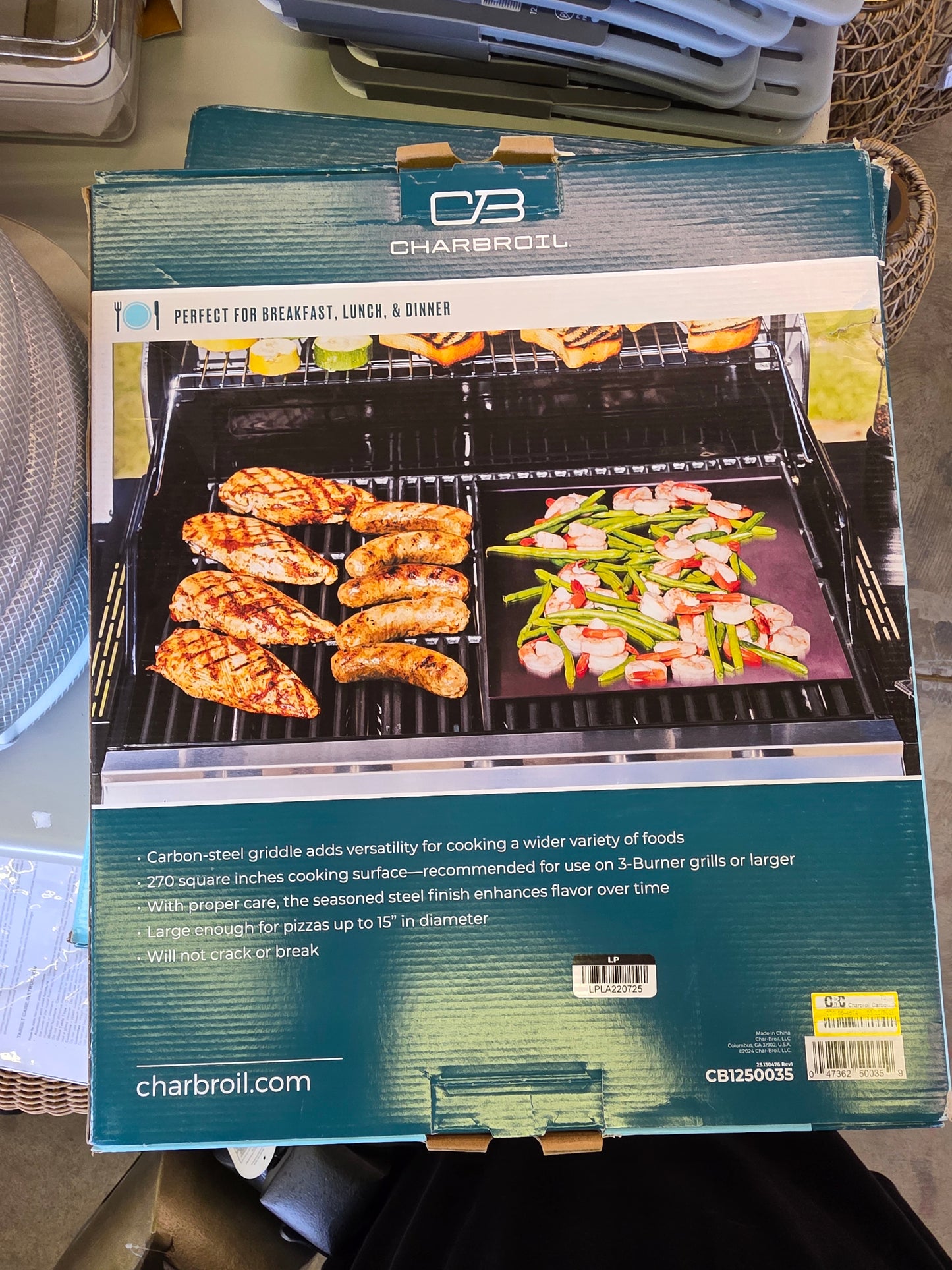Charbroil Carbon Steel Heat-Resistant Griddle Stone Grill Topper Silver
