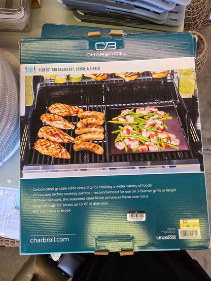 Charbroil Carbon Steel Heat-Resistant Griddle Stone Grill Topper Silver