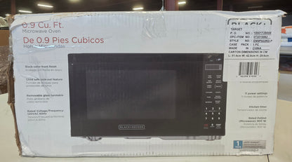 BLACK+DECKER 0.9 cu ft Microwave Black OPEN DAMAGED BOX PICKUP ONLY