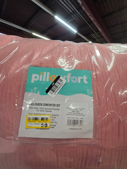 Full/Queen Seersucker Kids' Comforter Set Rose Pink - Pillowfort™: Microfiber Bedding, OEKO-TEX Certified, 3-Piece