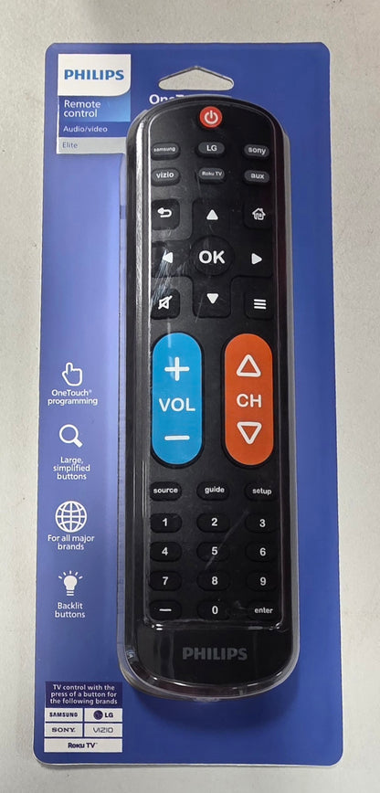 Philips BigEZ OneTouch Backlit Remote for Samsung Smart TV, LG, Sony, VIZIO, Fire TV and Roku TV