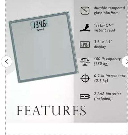 Digital Glass Bathroom Scale Gray/Silver - Taylor