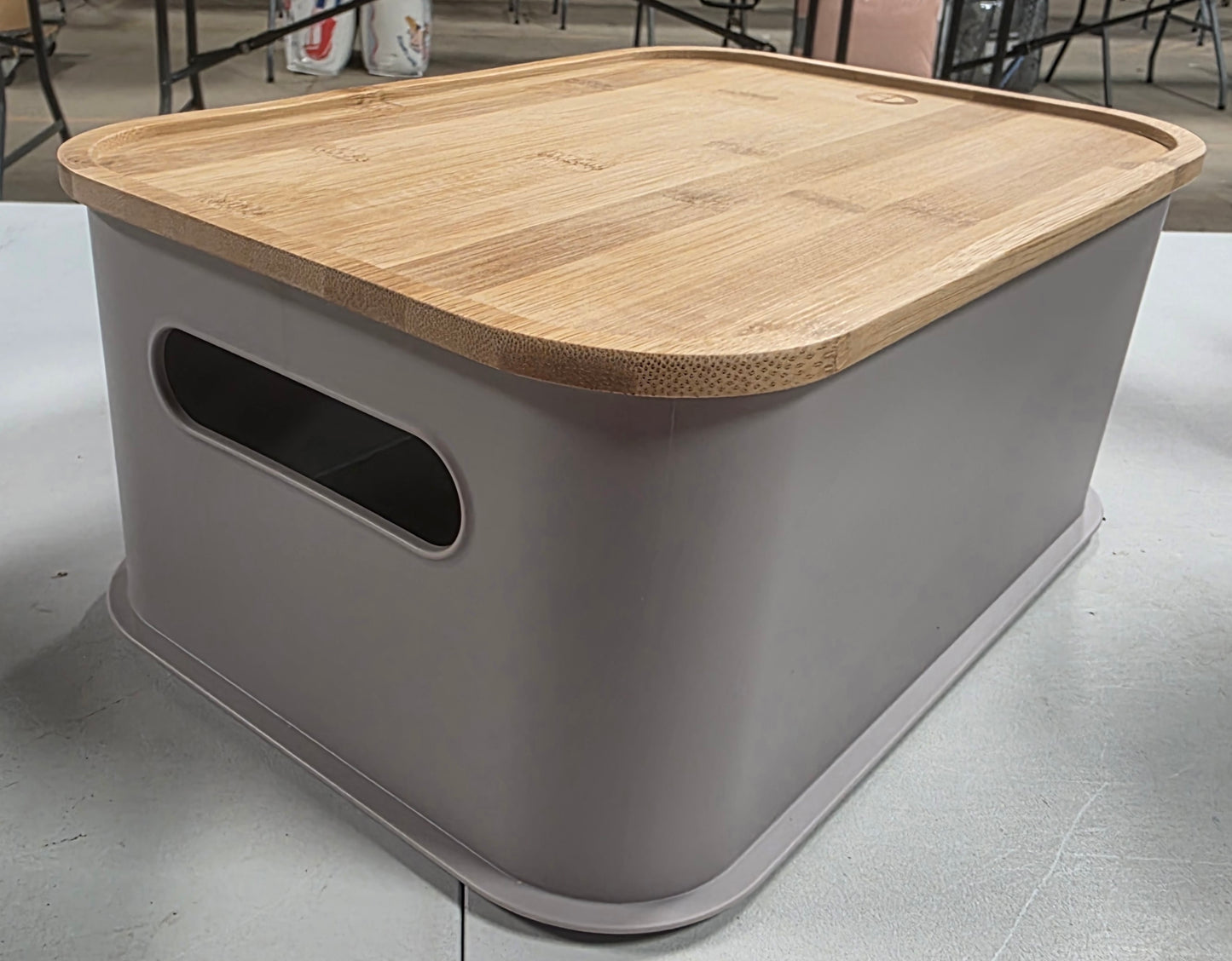 iDesign Plastic 11.9" Medium Open Front Storage Bin with Handle Grey